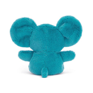 Behind View:  Don't miss the sunshine! The Jellycat Sweetsicle Elephant has a bright aqua coat, floppy ears, and a cute little tail.