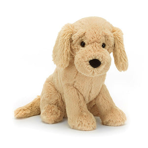 Golden charm from every angle: Jellycat Tilly Golden Retriever showcases soft fur, a playful expression, & adorable details. Cuteness guaranteed!