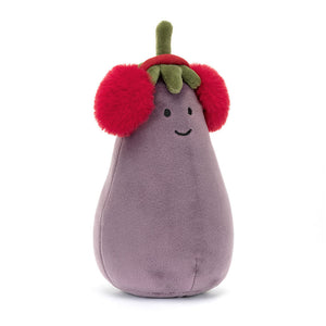 A soft, red Jellycat Toastie Vivacious Red Aubergine with embroidered stitching and charming features.