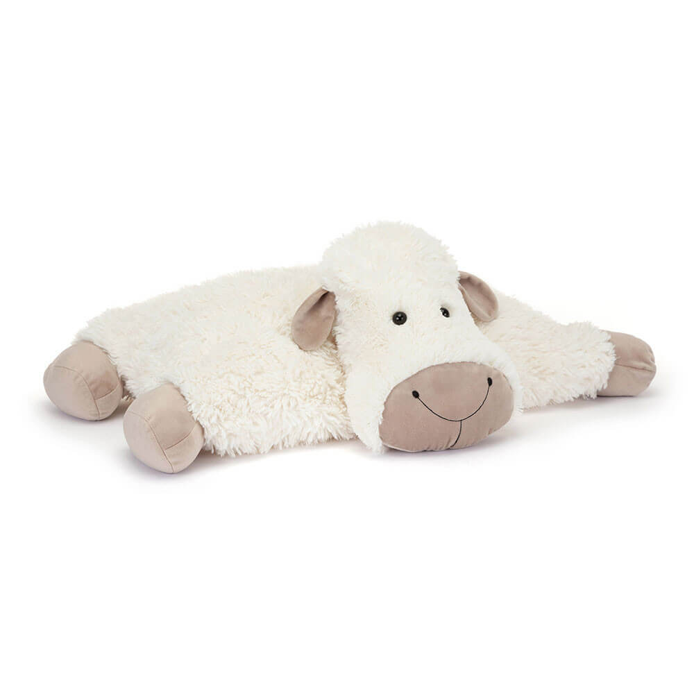 Front view of Jellycat Large Truffles Sheep, showcasing its fluffy cream fur and adorable face.