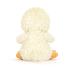 Jellycat Yummy Duckling plush toy, rear view of the soft yellow duckling.