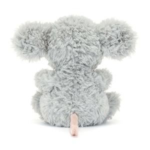 Back view of Jellycat Yummy Mouse, highlighting its plush texture and ears.