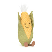 Jellycat sweetcorn soft toy front view on white background