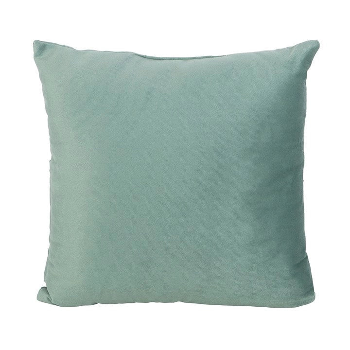 Back view of pale green reading cushion.