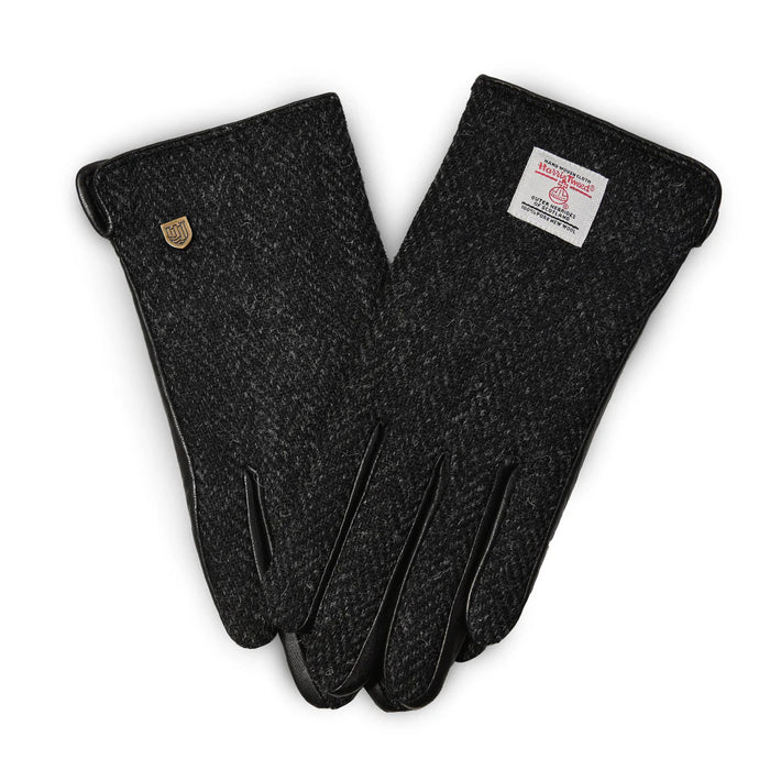 Ladies Gloves with Black Herringbone Harris Tweed®