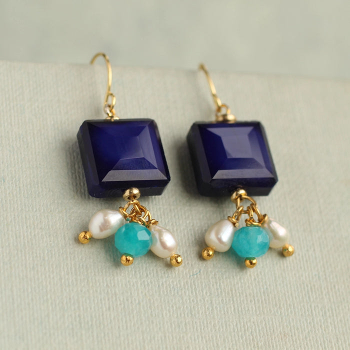 Lapis Lazuli Blue Charm Earrings