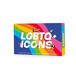 Boxed LGBTQ+ Icons set with bold rainbow design and white lettering.