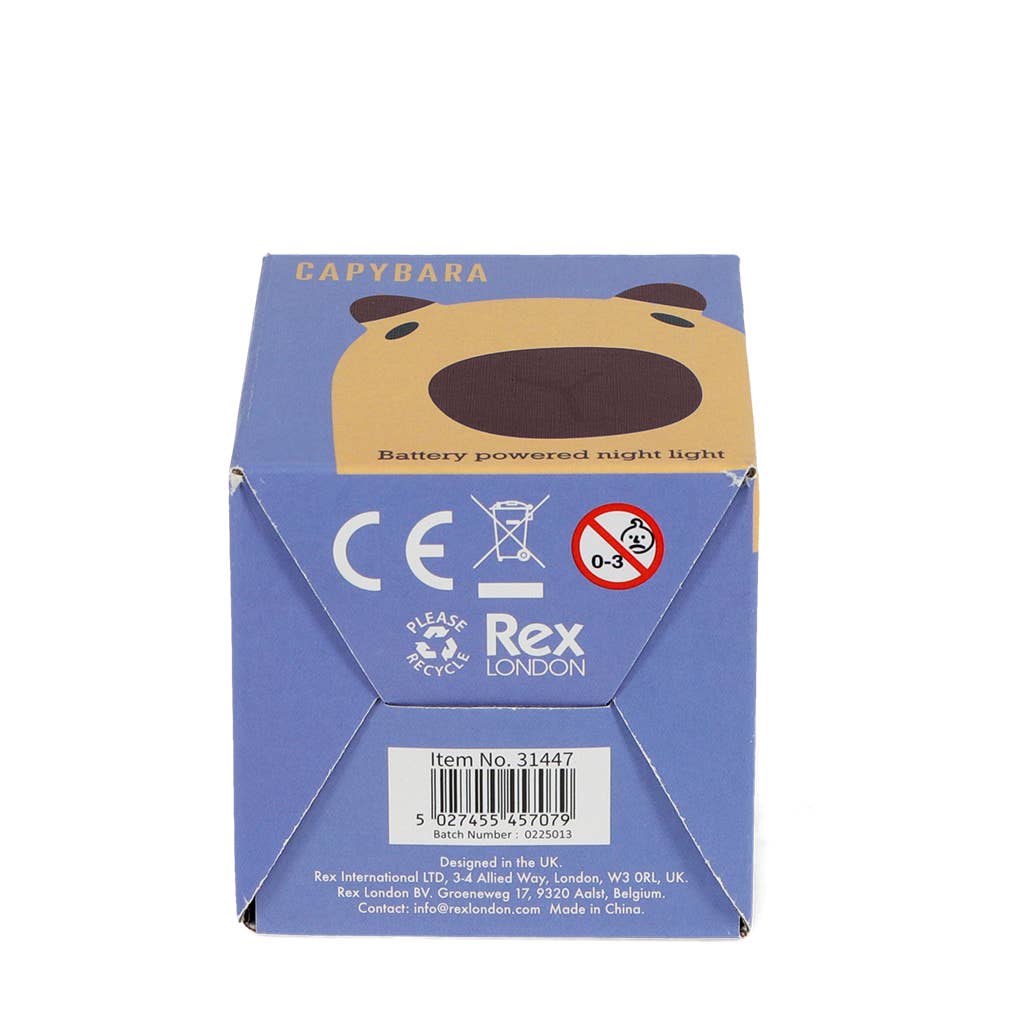 Capybara night light packaging rear showing product details