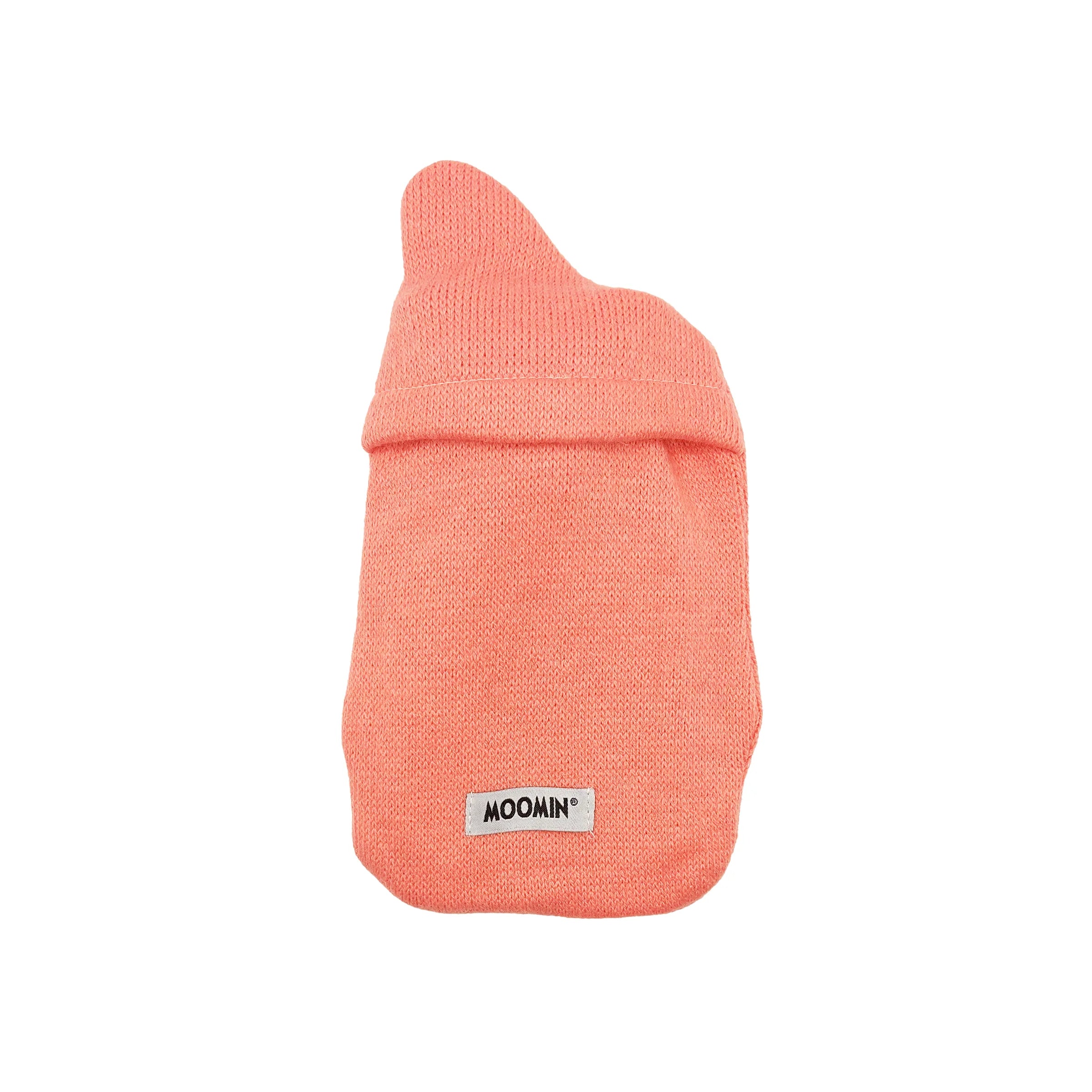 Back product shot of Little My Mini Hot Water Bottle in plain pink knit.