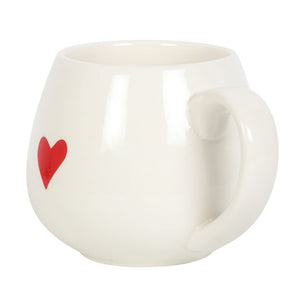 Side view of the Love Heart Hidden Message Mug showing the handle. 