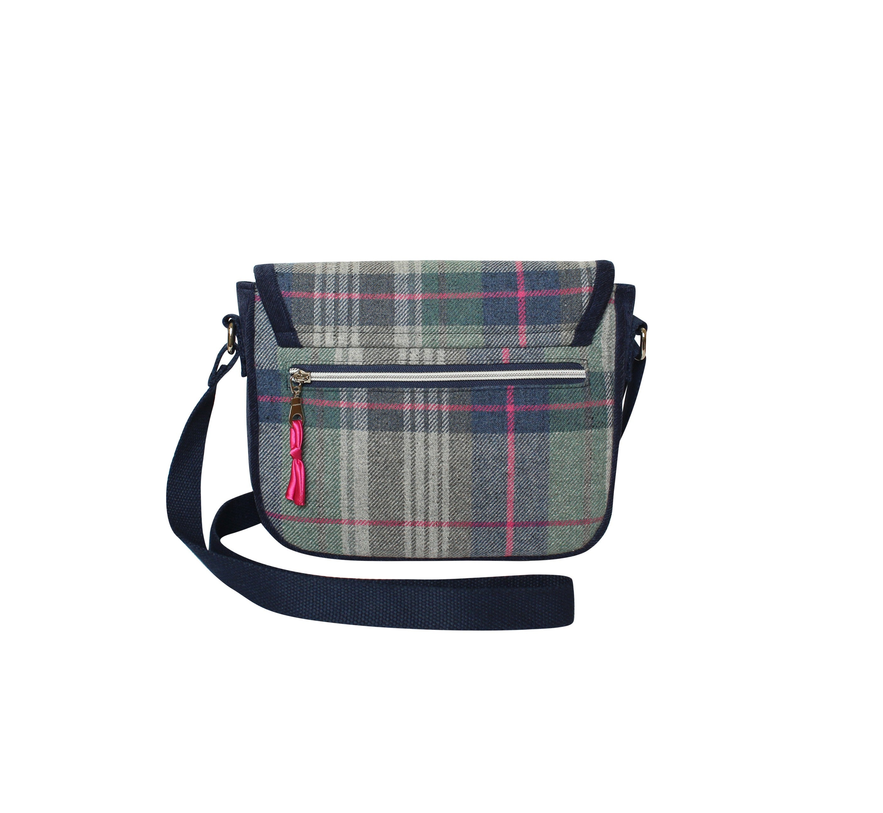 Drem Tweed Mila Crossbody Bag back view showing zip pocket