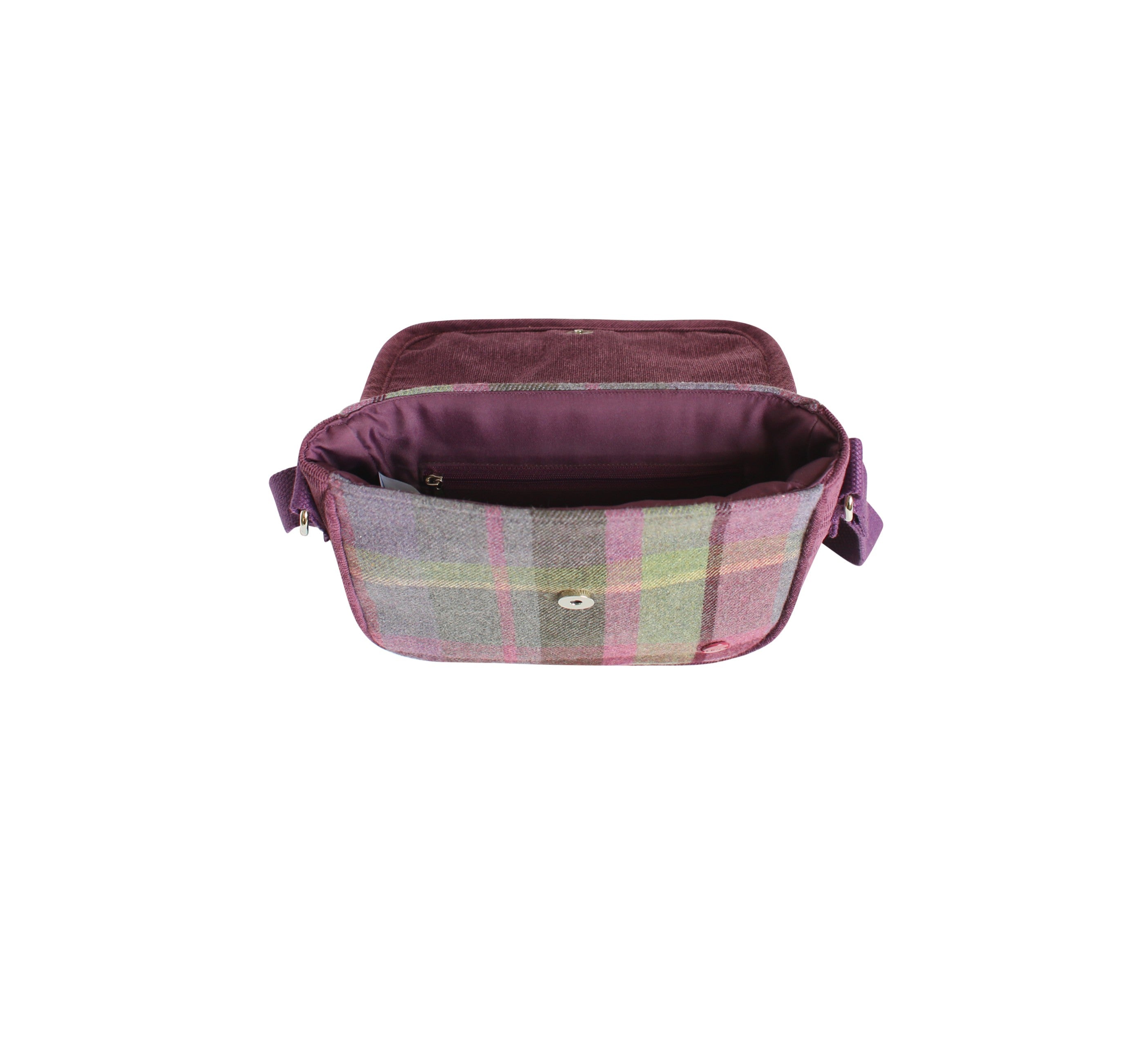 Gullane Tweed Mila Crossbody Bag interior showing recycled lining