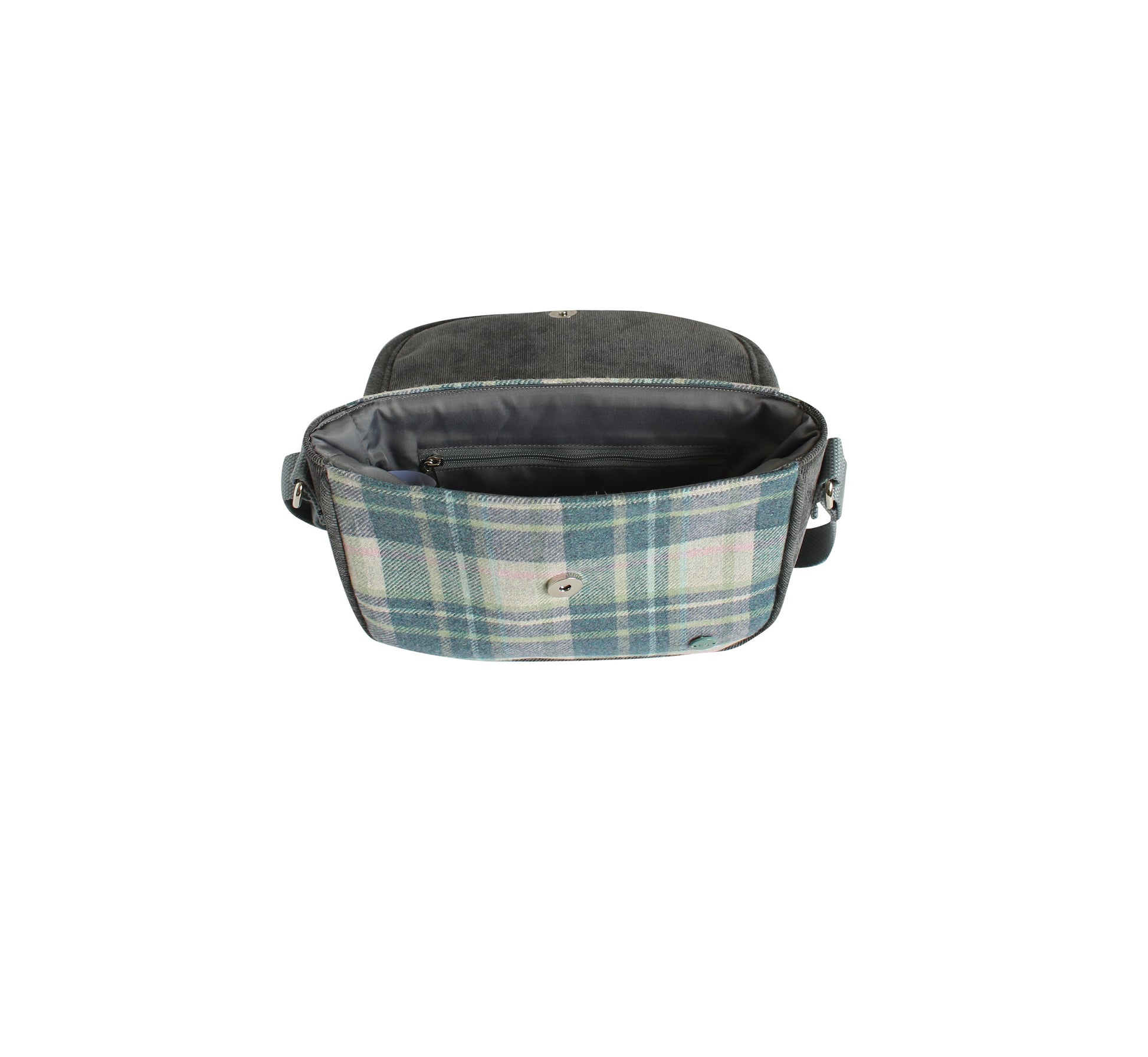 Skye Tweed Mila Crossbody Bag interior showing recycled lining