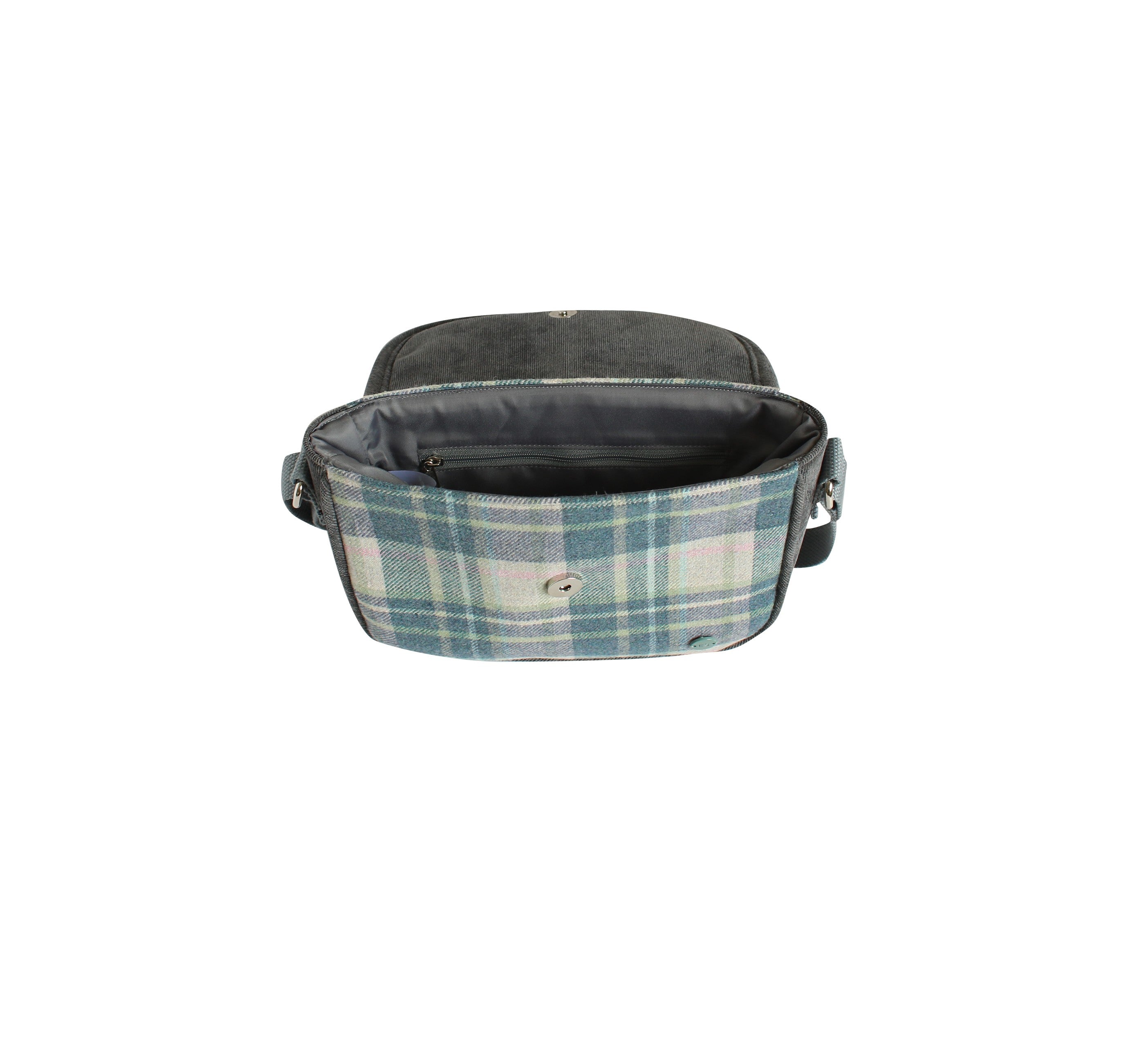 Skye Tweed Mila Crossbody Bag interior showing recycled lining