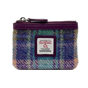 Harris Tweed Coin Purse in a purple tartan.