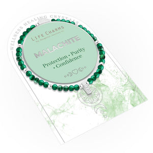 Gift-ready Malachite and Beads bracelet with packaging.