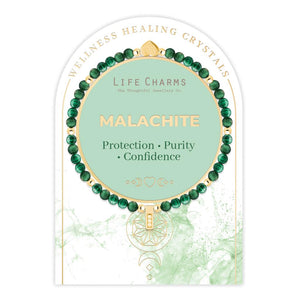 Malachite gemstone bracelet with gold-plated detailing.