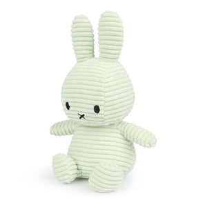 Angled: Soft and refreshing Miffy Bunny Corduroy Fresh Mint plush crafted from cool corduroy in a delightful fresh mint shade.