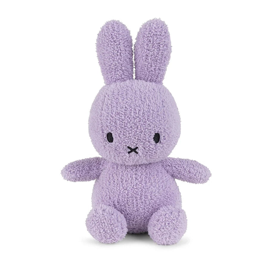Miffy terry lilac plush front view showing soft fabric on white background