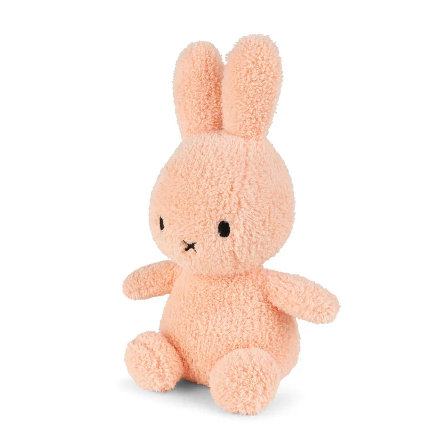 Miffy terry peach plush angled side view on white background