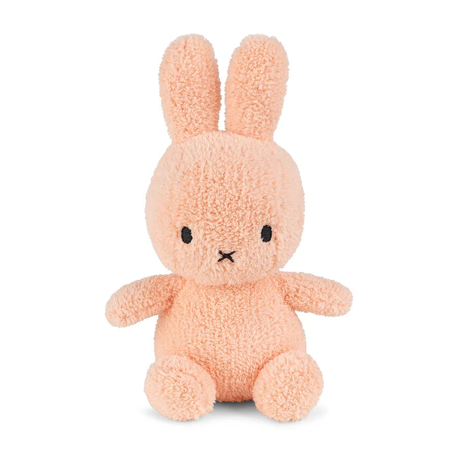 Miffy terry peach plush front view showing soft fabric on white background