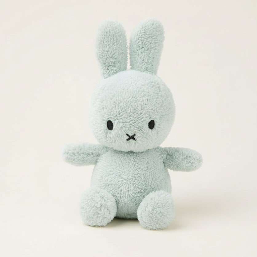 Miffy terry soft green plush front view on white background