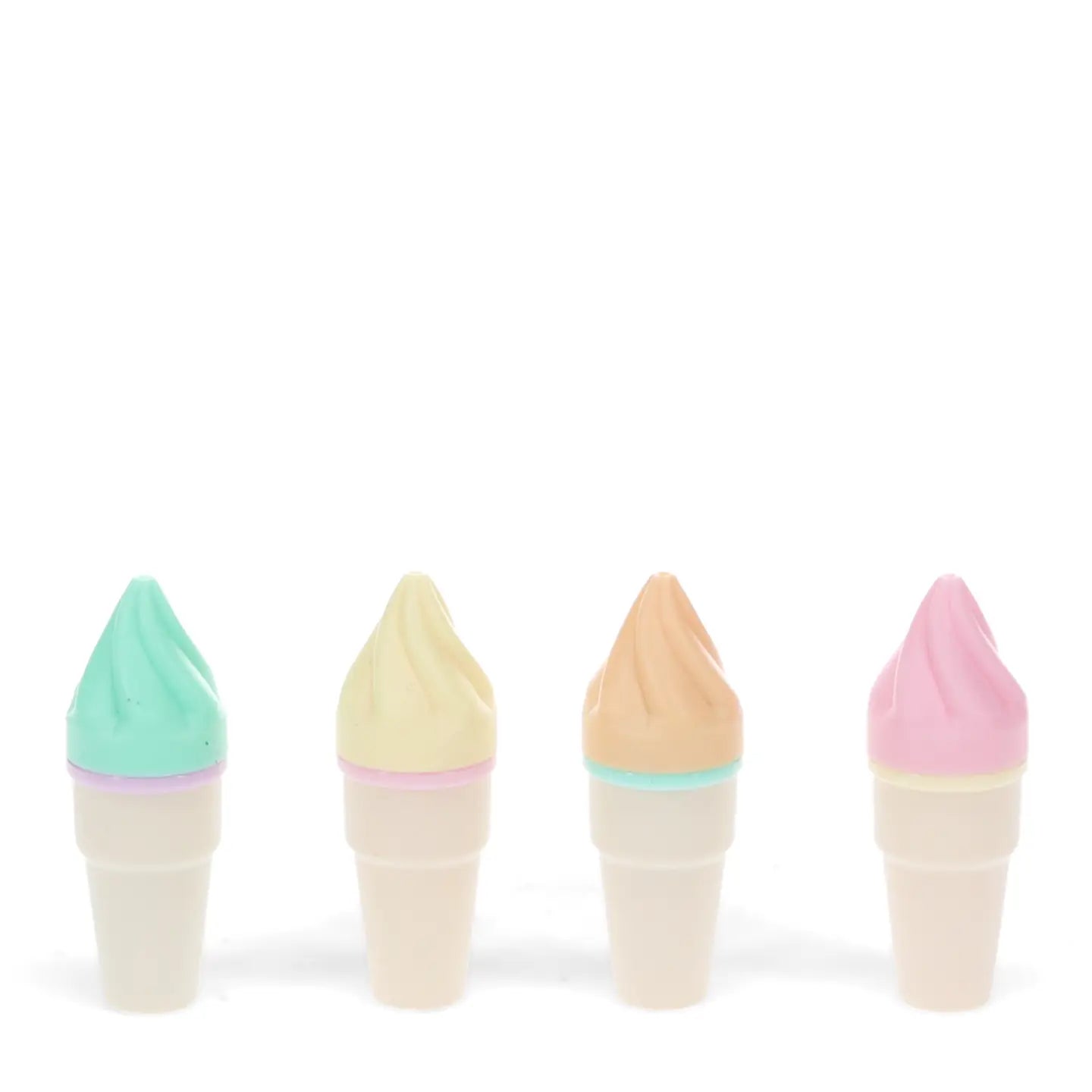 Four ice cream cone-shaped mini highlighters.