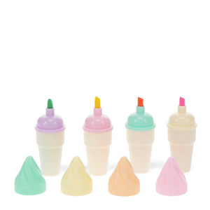 Ice cream mini highlighters with lids removed showing colours.