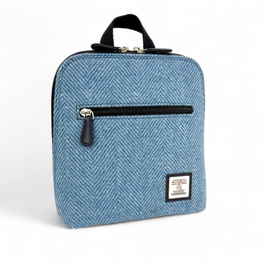 harris tweed tummel mini backpack Harris Tweed Mini Backpack in Sky Blue