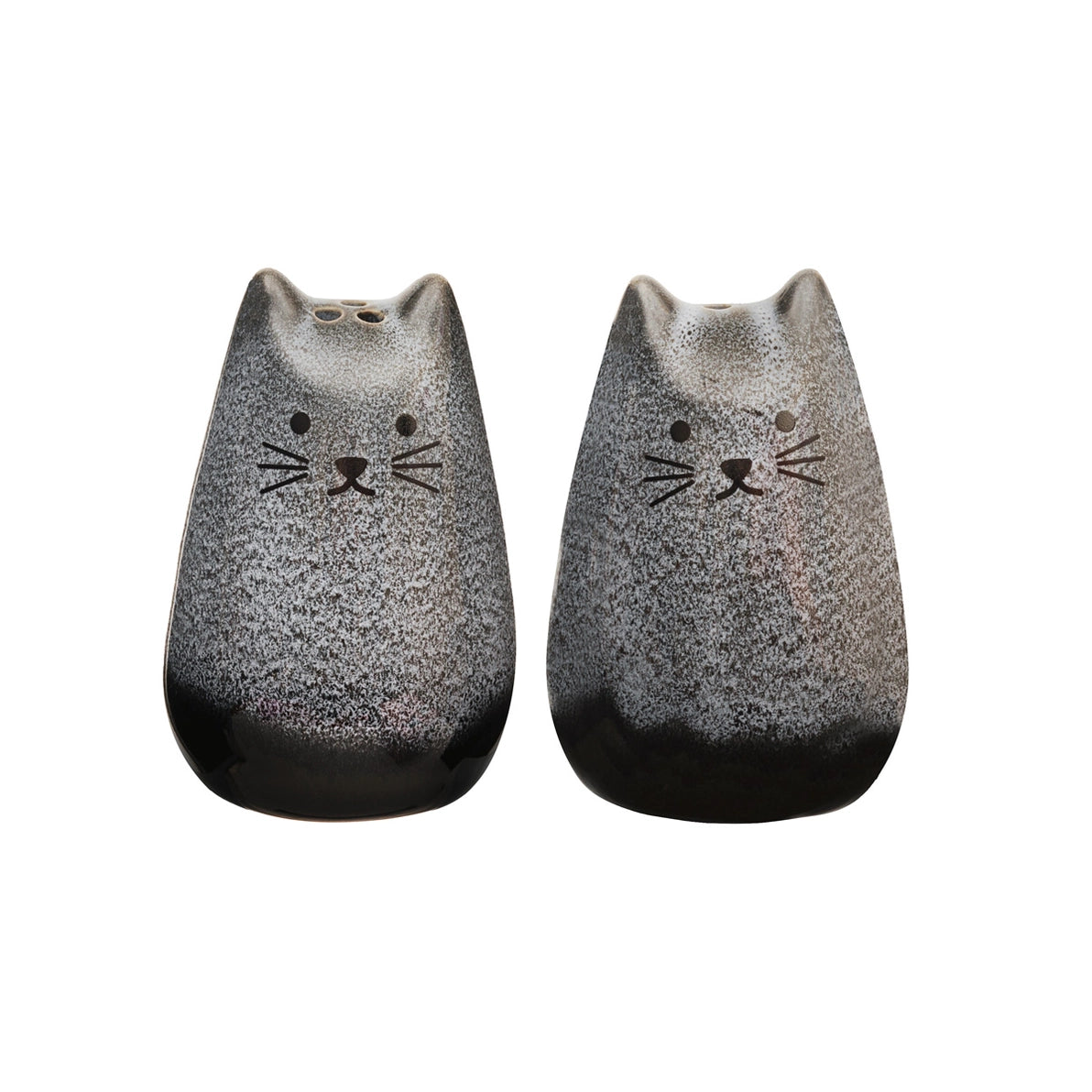 Mojave Cat Salt & Pepper Shakers – hand-finished ceramic pair in grey by Sass & Belle.