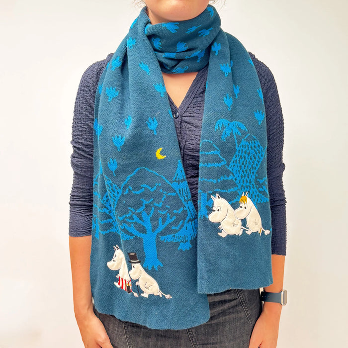 Moomin Blue Forest Embroidered Scarf