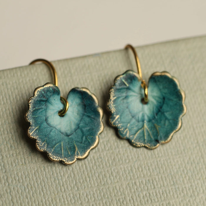 Navy Blue Leaf Earrings