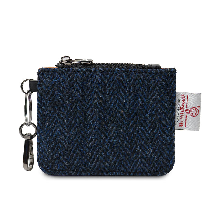Navy Herringbone Card Zip Wallet with Harris Tweed®
