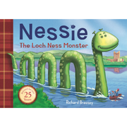 Front cover of “Nessie: The Loch Ness Monster” by Richard Brassey featuring a friendly green Nessie in Loch Ness with a castle in the background.