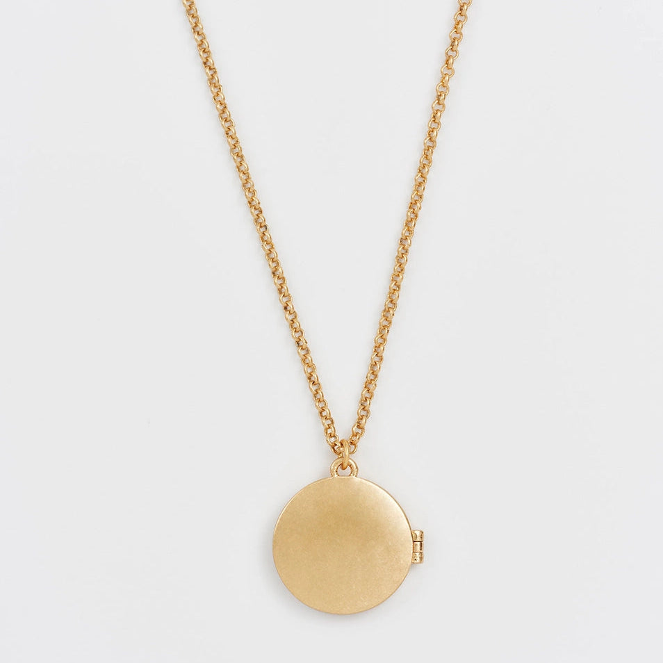 Nightshade Moon Round Gold Locket Chain Necklace
