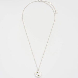 Full view of Nightshade Moon Round Silver Locket Chain Necklace.