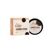 Oir Luxurious Lip Balm Rose boxed set with black tin—natural rose, cocoa & vanilla scent, vegan 10g.