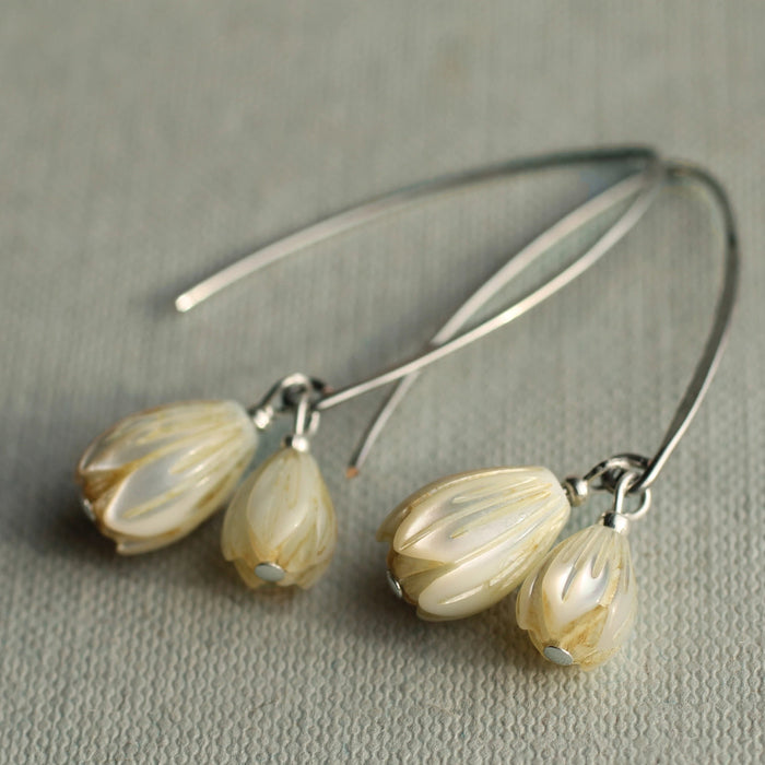 Pearl Snowdrop Silver Earrings