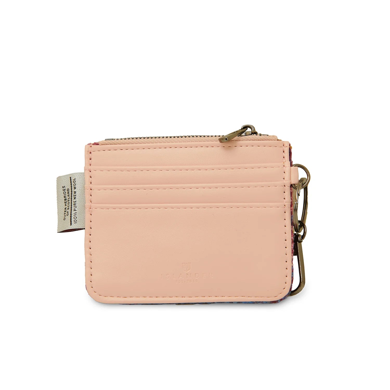 Cream pink back of the card zip wallet.