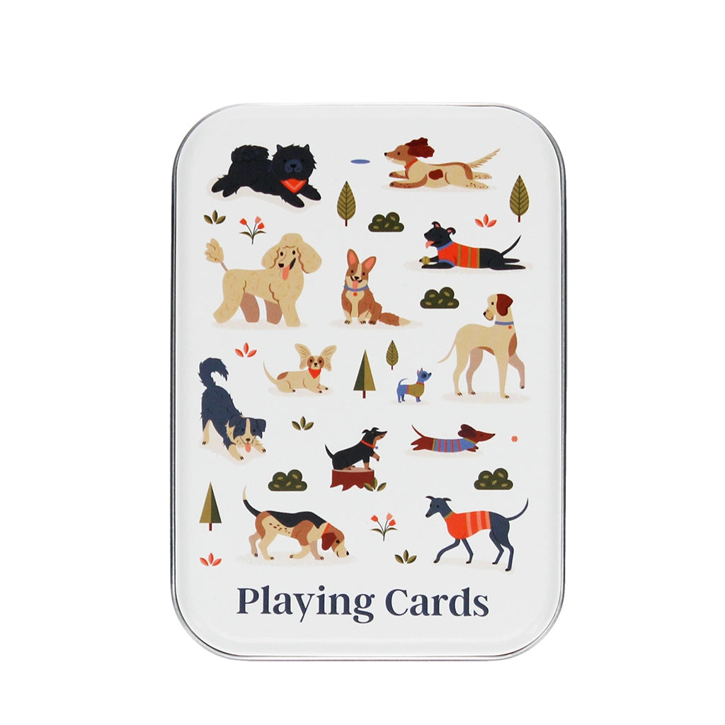 Dog Park playing cards showing adorable dog illustrations on card backs.