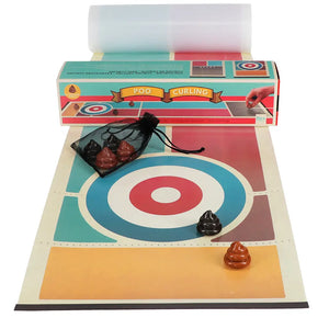 Poo Curling Game set with mat, curling poos, and box.