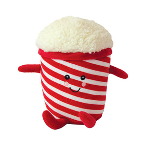 Poppy Popcorn Microwavable Hottie plush toy – red and white striped popcorn design with fluffy top.