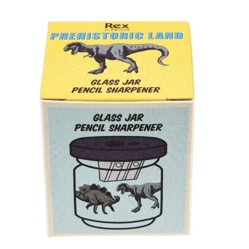 Prehistoric Land pencil sharpener packaging box on white background