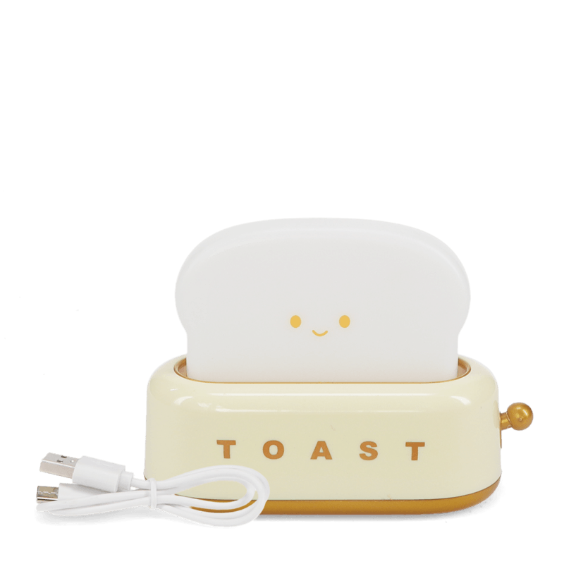 USB-C charging cable with kawaii toaster-shaped night lamp – rechargeable LED night light for kids and adults.