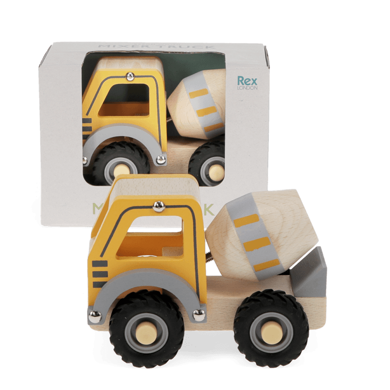 Wooden Push Along Toy Cement Mixer (Yellow)