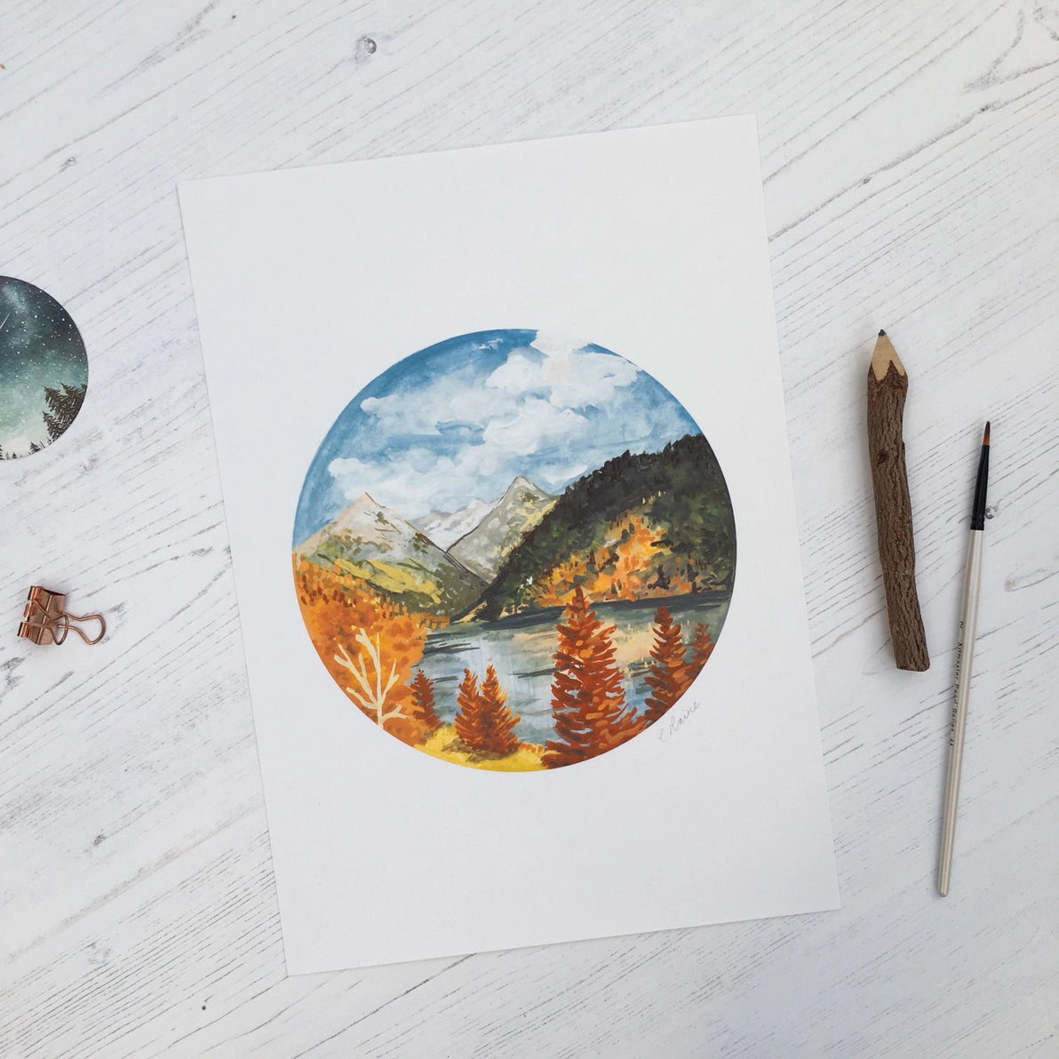 Hand signed Rocky Mountains fall print on archival smooth matt paper.