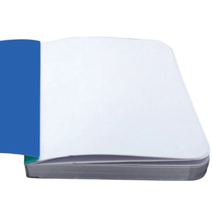 Open Pretty Paws Pocket Notebook showing blank white pages and inner blue illustrated cover, perfect for sketching or note-taking.