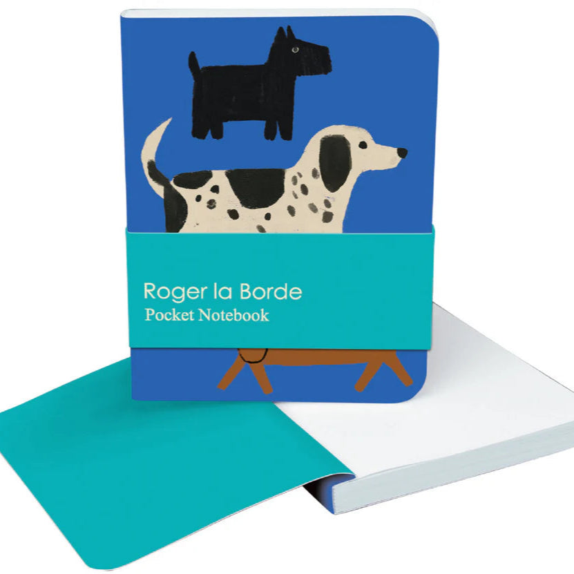 Flat lay of Shaggy Paws Pocket Notebook by Anne Bentley, showing front design and open pages, styled for a compact and portable look.