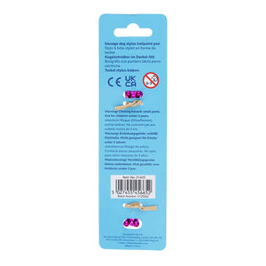 Back view of Sausage Dog Shaped Pen with Stylus packaging with product details.