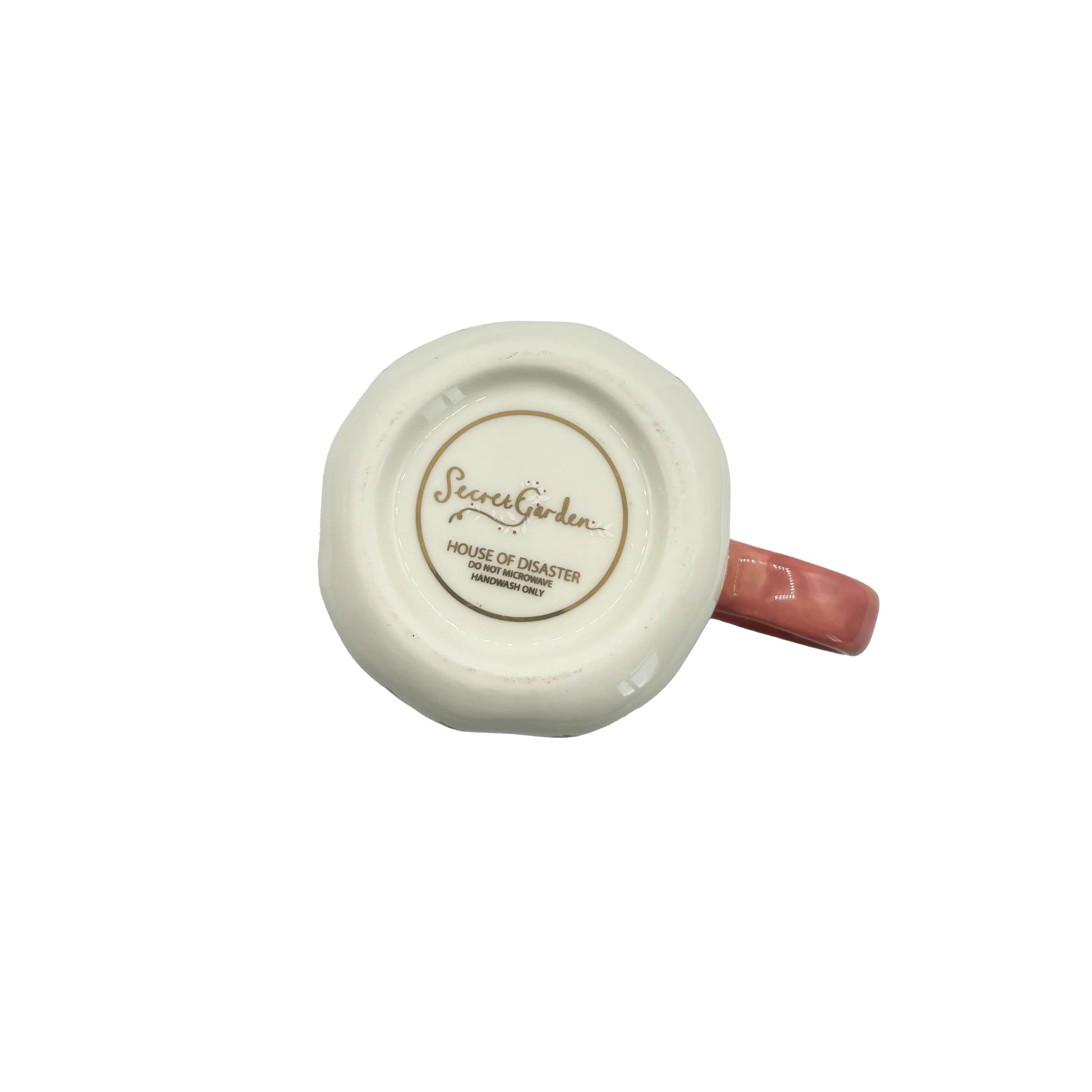 Base of Secret Garden Hedgehog Cup with House of Disaster branding.